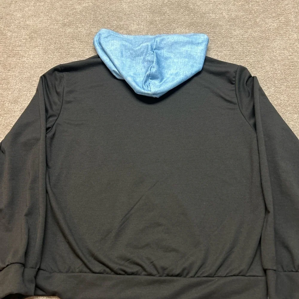 Nike Black and Light Blue Hoodie